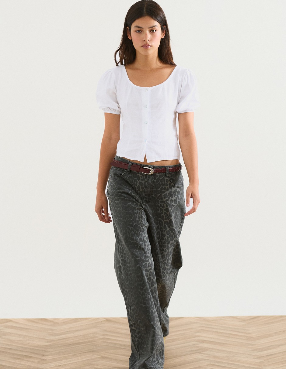 Jeans amplio cintura para mujer 4