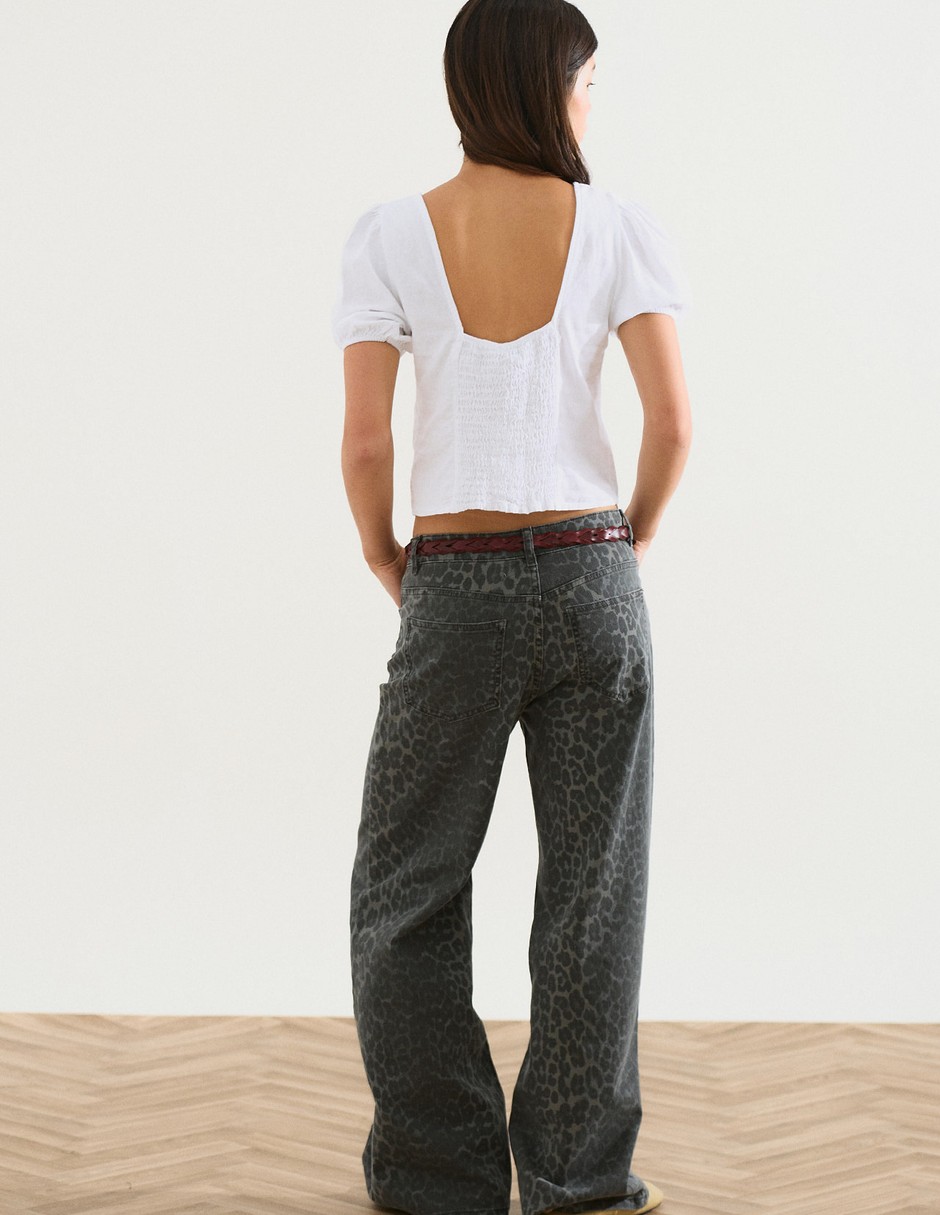 Jeans amplio cintura para mujer 5