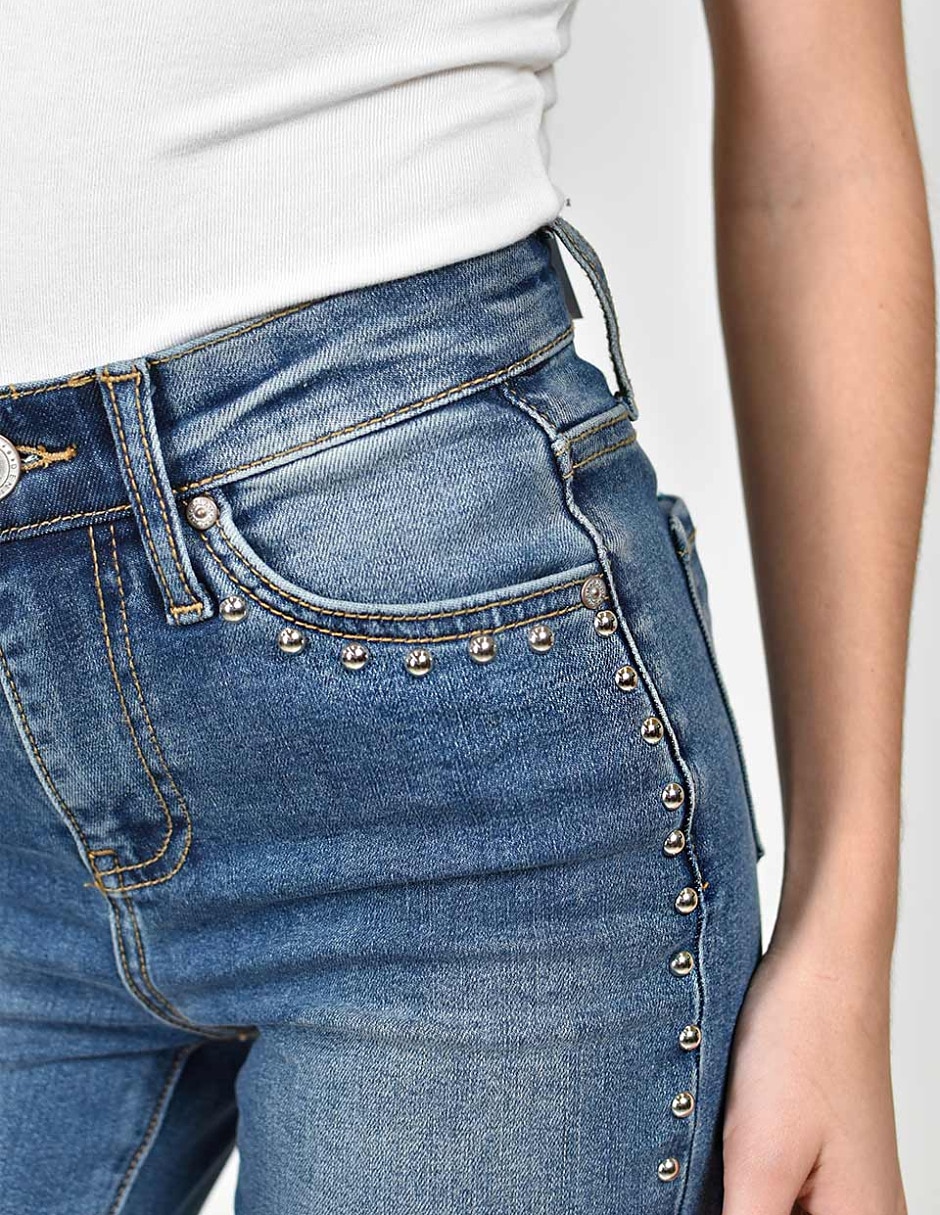 Jeans acampanado cintura alta para mujer 3