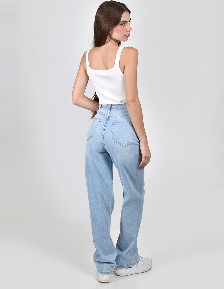 Jeans wide leg cintura alta para mujer 4