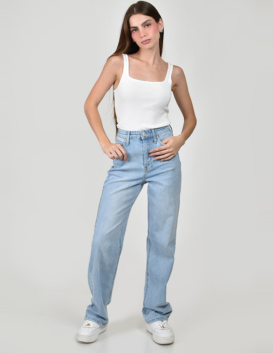 Jeans wide leg cintura alta para mujer 2
