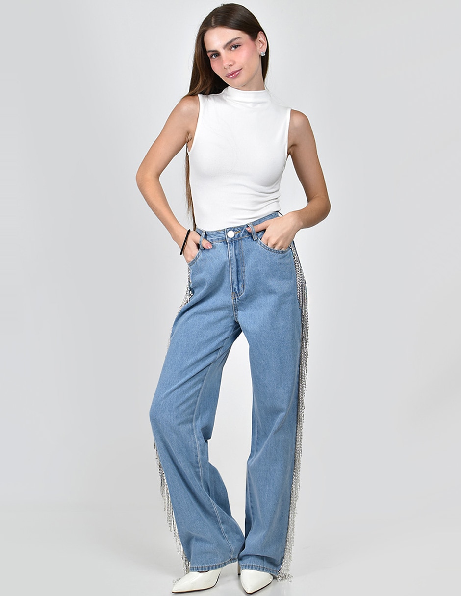 Jeans straight cintura alta para mujer 7