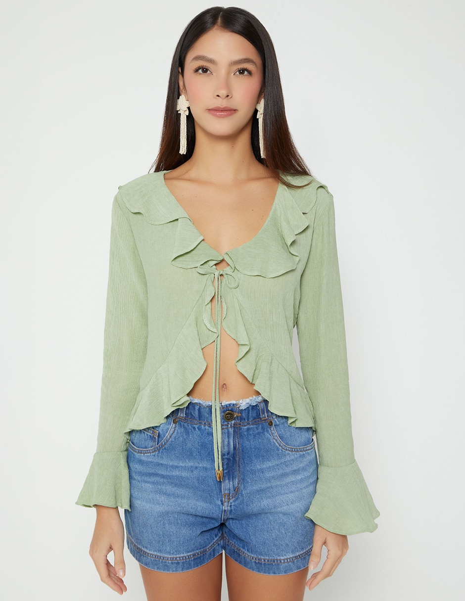 Blusa Kalani Sage manga Larga para mujer Blusa Kalani Sage manga Larga para mujer