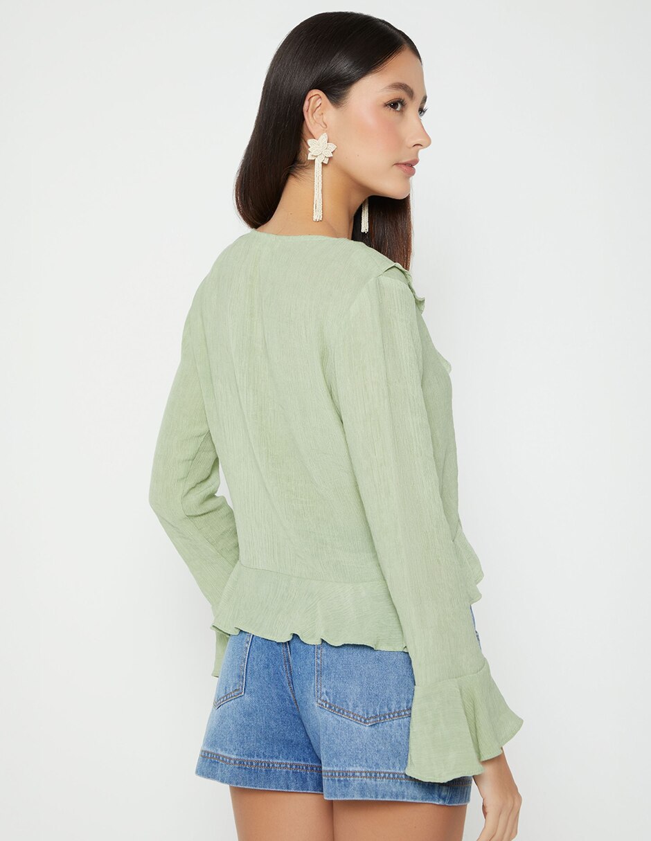 Blusa Kalani Sage manga Larga para mujer 2
