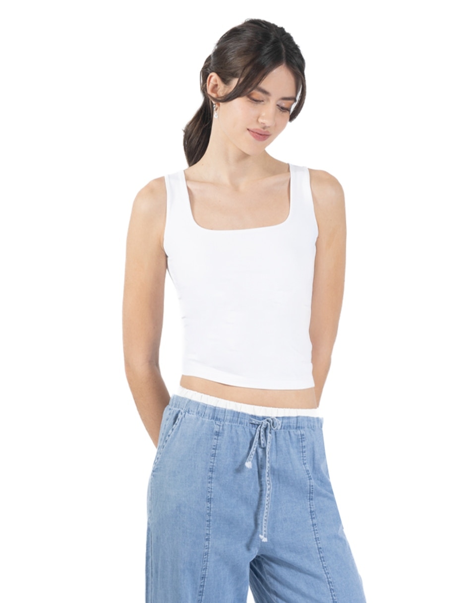 Playera tank manga cuello Cuadrado para mujer Playera tank manga cuello Cuadrado para mujer