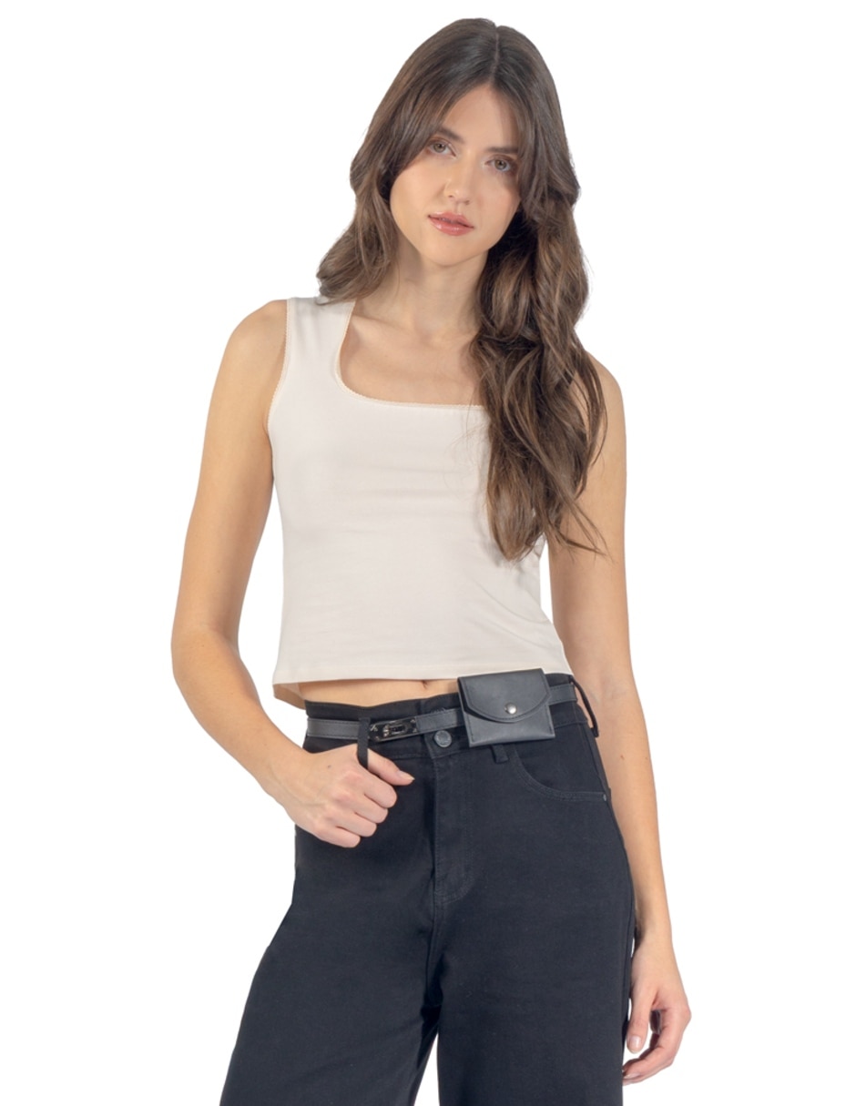 Playera tank manga cuello Cuadrado para mujer 1