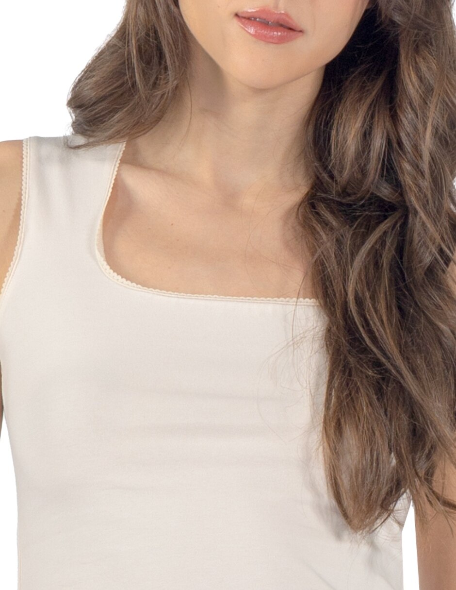 Playera tank manga cuello Cuadrado para mujer 5