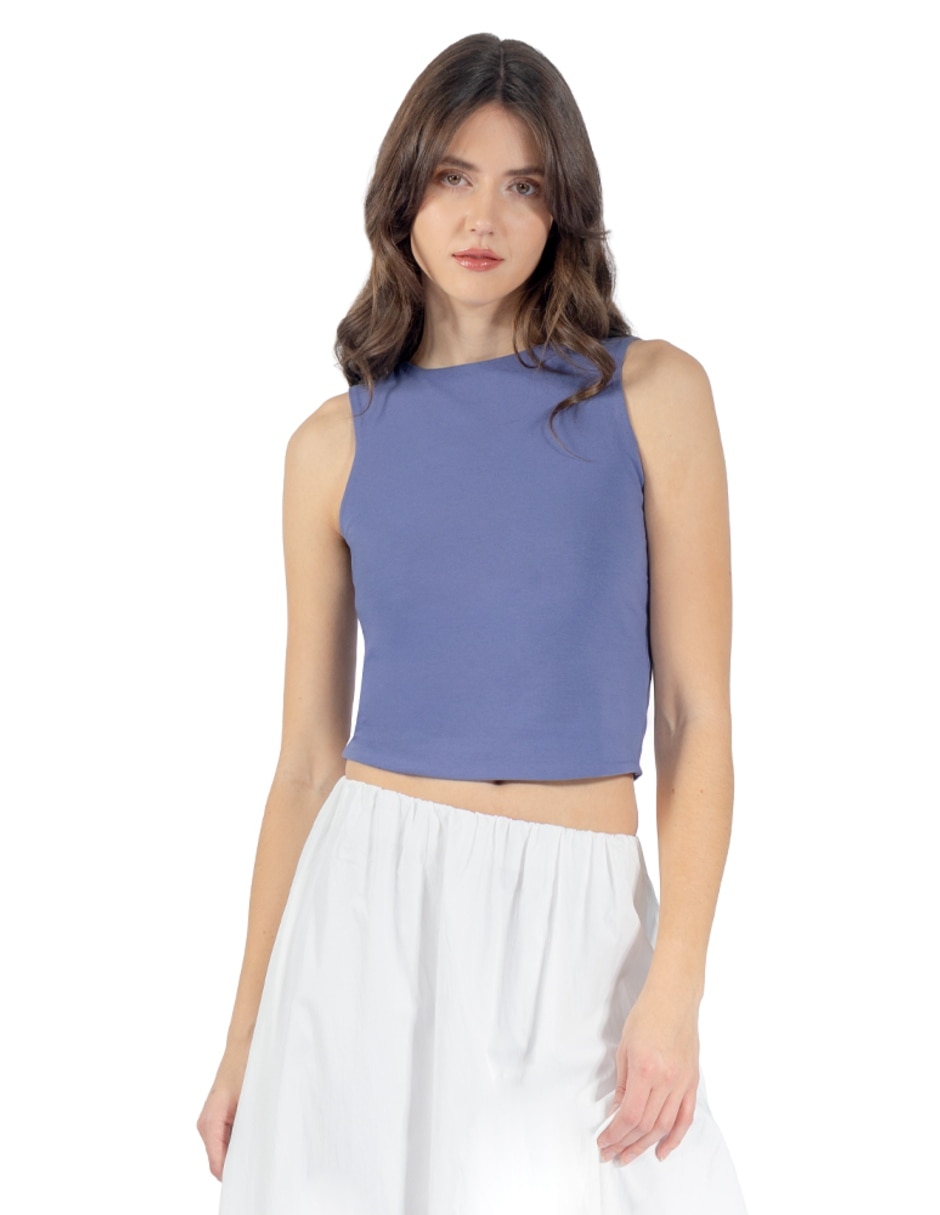 Playera tank manga cuello Redondo para mujer