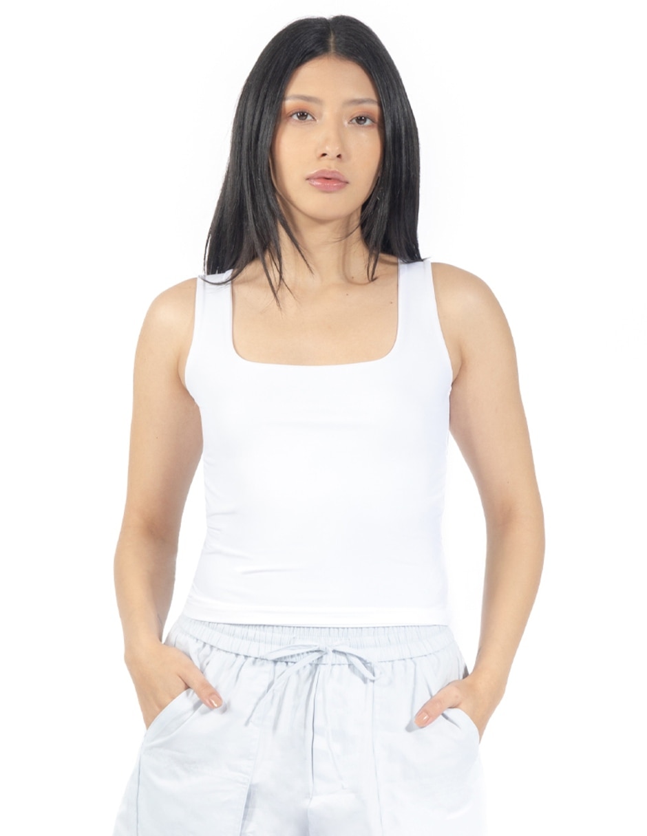 Playera tank manga cuello Cuadrado para mujer 1