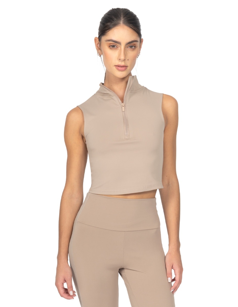 Playera tank manga cuello Con cierre para mujer Playera tank manga cuello Con cierre para mujer