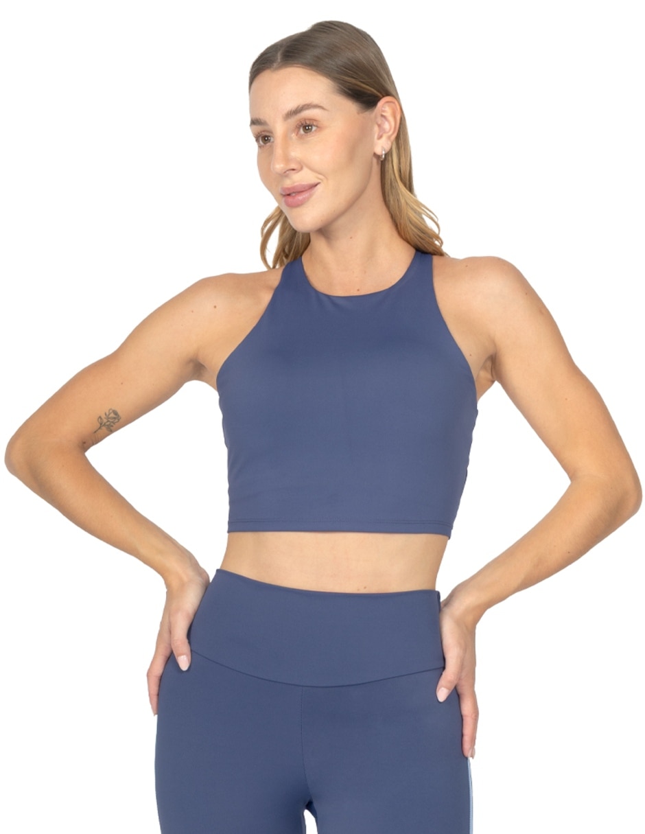 Playera tank manga cuello Halter para mujer