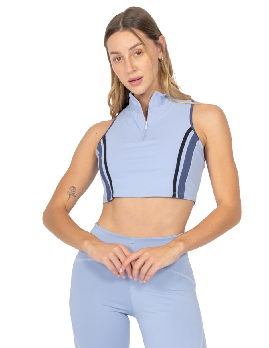 Playera tank manga cuello Con cierre para mujer