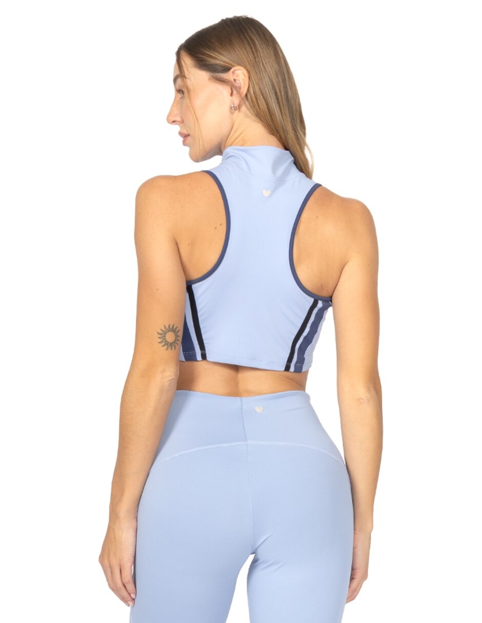 Playera tank manga cuello Con cierre para mujer 3