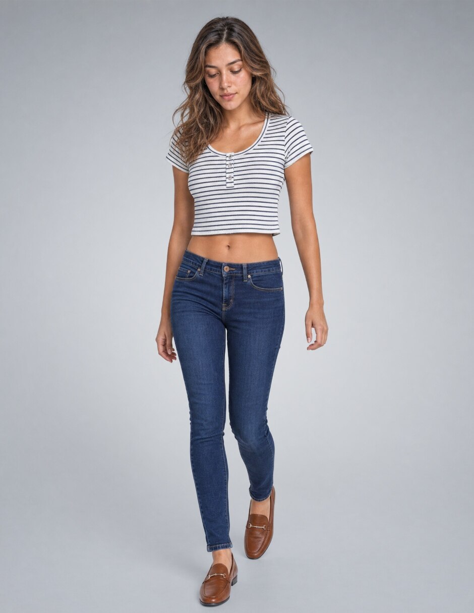Playera manga cuello Henley para mujer 2