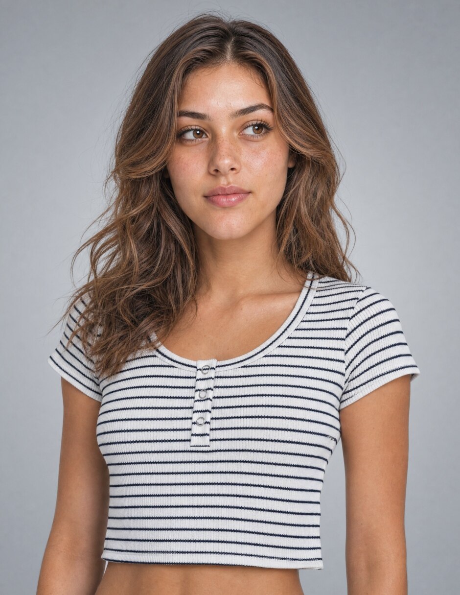 Playera manga cuello Henley para mujer 4