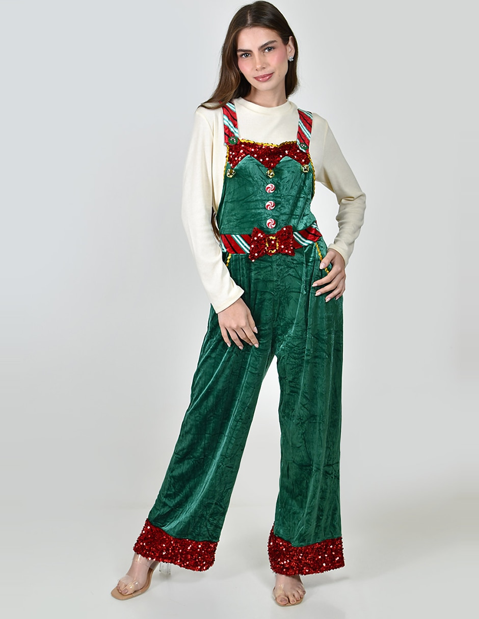 Jumpsuit No aplica de Poliéster Casual estampado Navideño para mujer 5