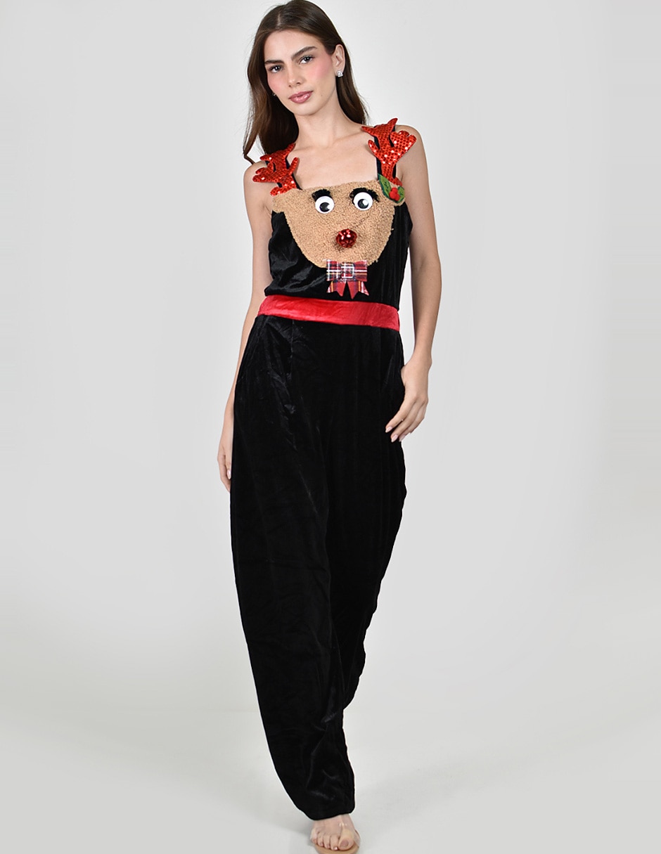 Jumpsuit No aplica de Poliéster Casual estampado Navideño para mujer 5