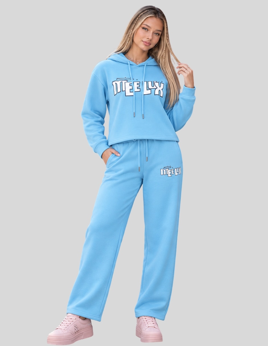 Conjunto Casual Conjunto 2 Piezas para Mujer Sudadera con Capucha y Pants de Pierna Ancha Estilo Urbano y Casual de Poliéster para No aplica Mujer