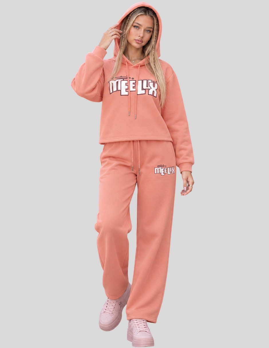 Conjunto Casual Conjunto 2 Piezas para Mujer Sudadera con Capucha y Pants de Pierna Ancha Estilo Urbano y Casual de Poliéster para No aplica Mujer 2