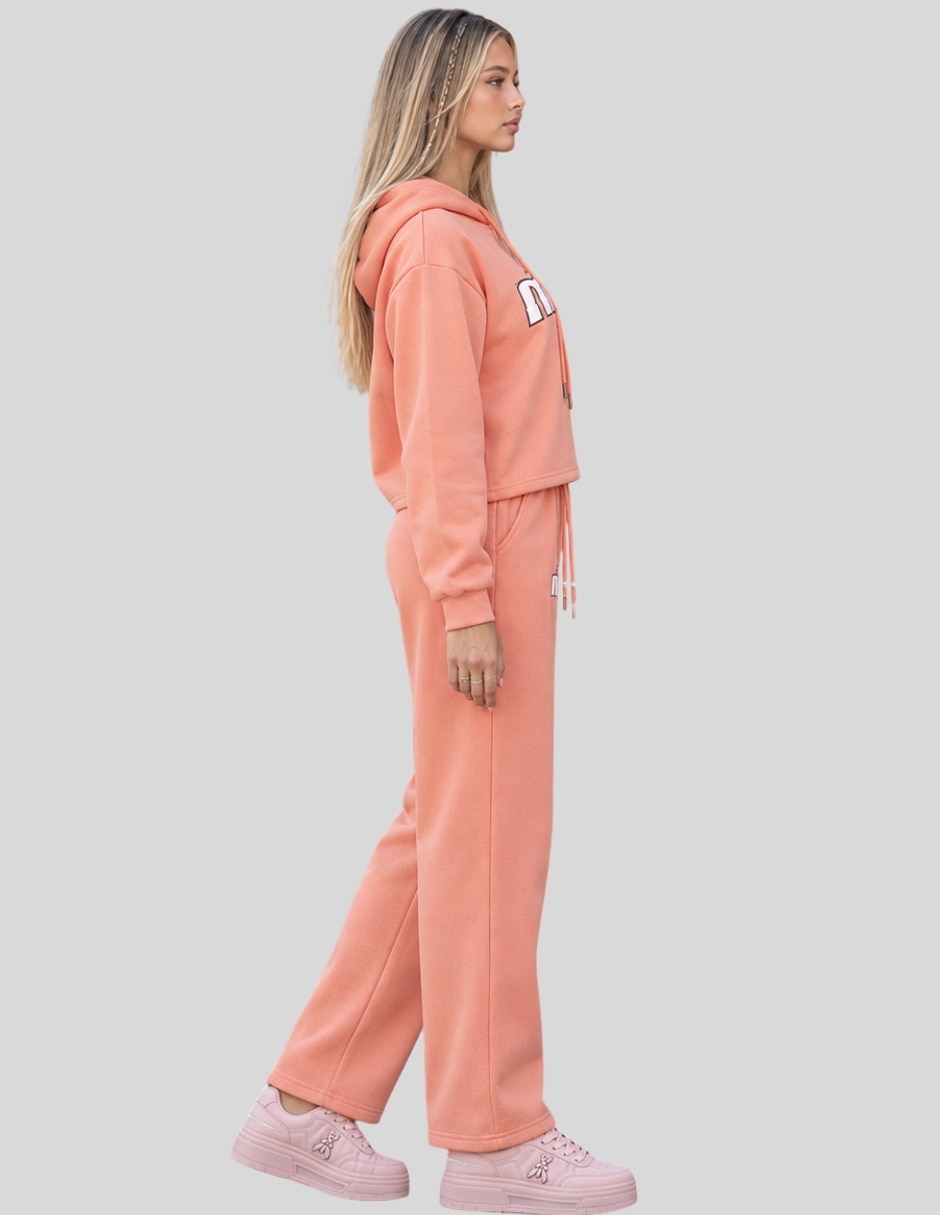 Conjunto Casual Conjunto 2 Piezas para Mujer Sudadera con Capucha y Pants de Pierna Ancha Estilo Urbano y Casual de Poliéster para No aplica Mujer 3