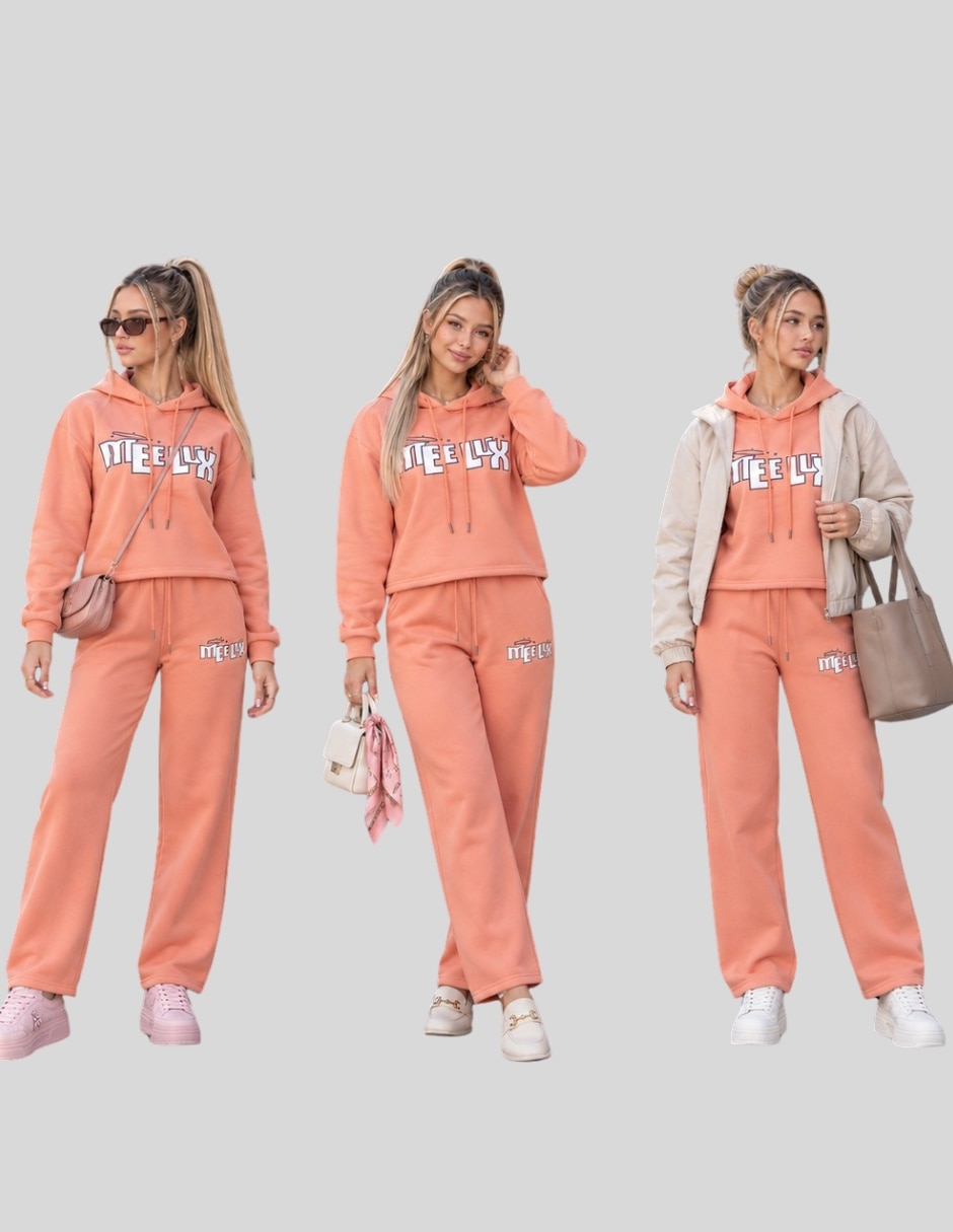 Conjunto Casual Conjunto 2 Piezas para Mujer Sudadera con Capucha y Pants de Pierna Ancha Estilo Urbano y Casual de Poliéster para No aplica Mujer 5