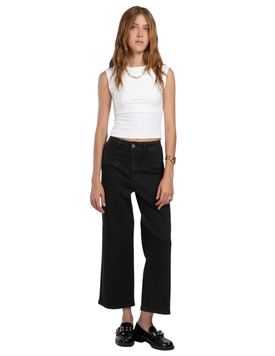 Jeans coulotte amplio para mujer 4