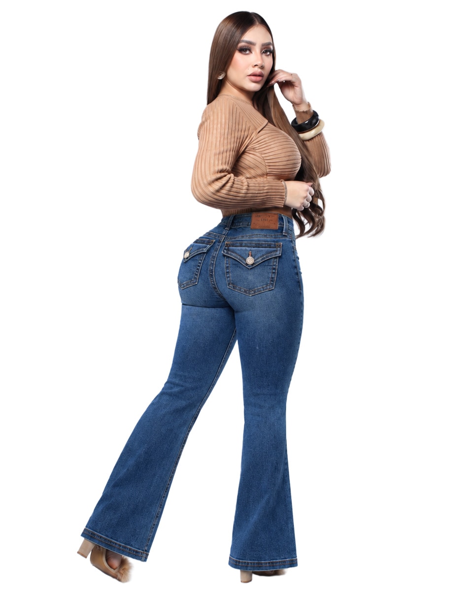 Jeans boot cintura baja para mujer 4