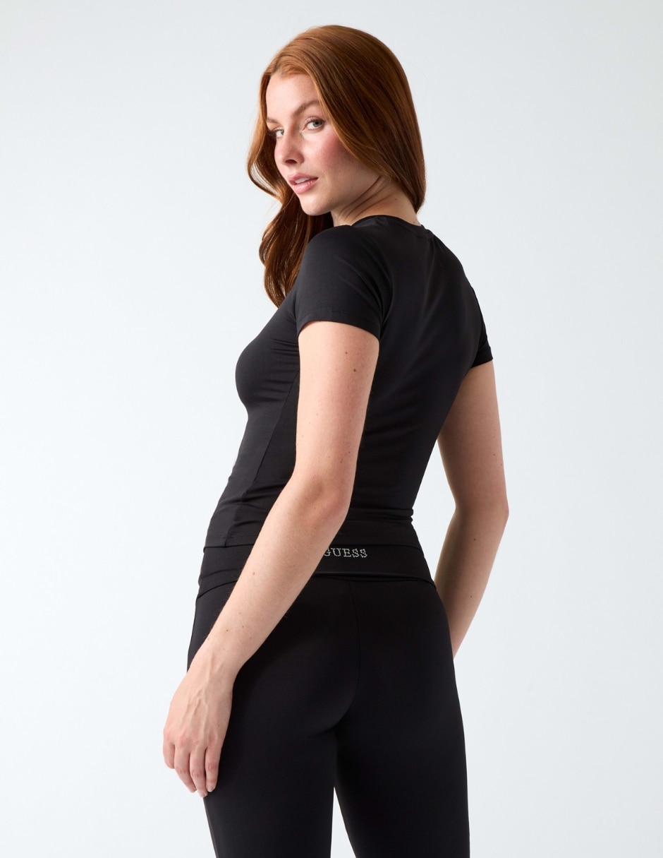 Playera manga active cuello redondo para mujer 2